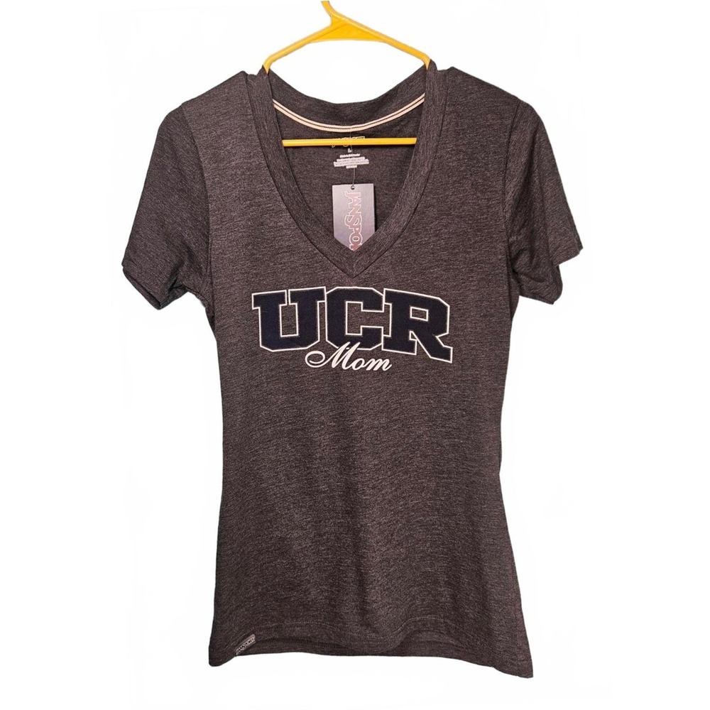 JanSport UCR Mom V-Neck Graphic T-Shirt Charcoal Grey Large NEW UC Riverside